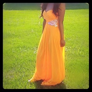 Orange SweetHeart Strapless Gown